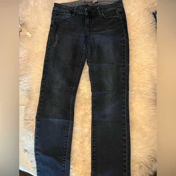 PAIGE Blue Heights Dark Black Straight Long Jeans - Picture 4 of 6
